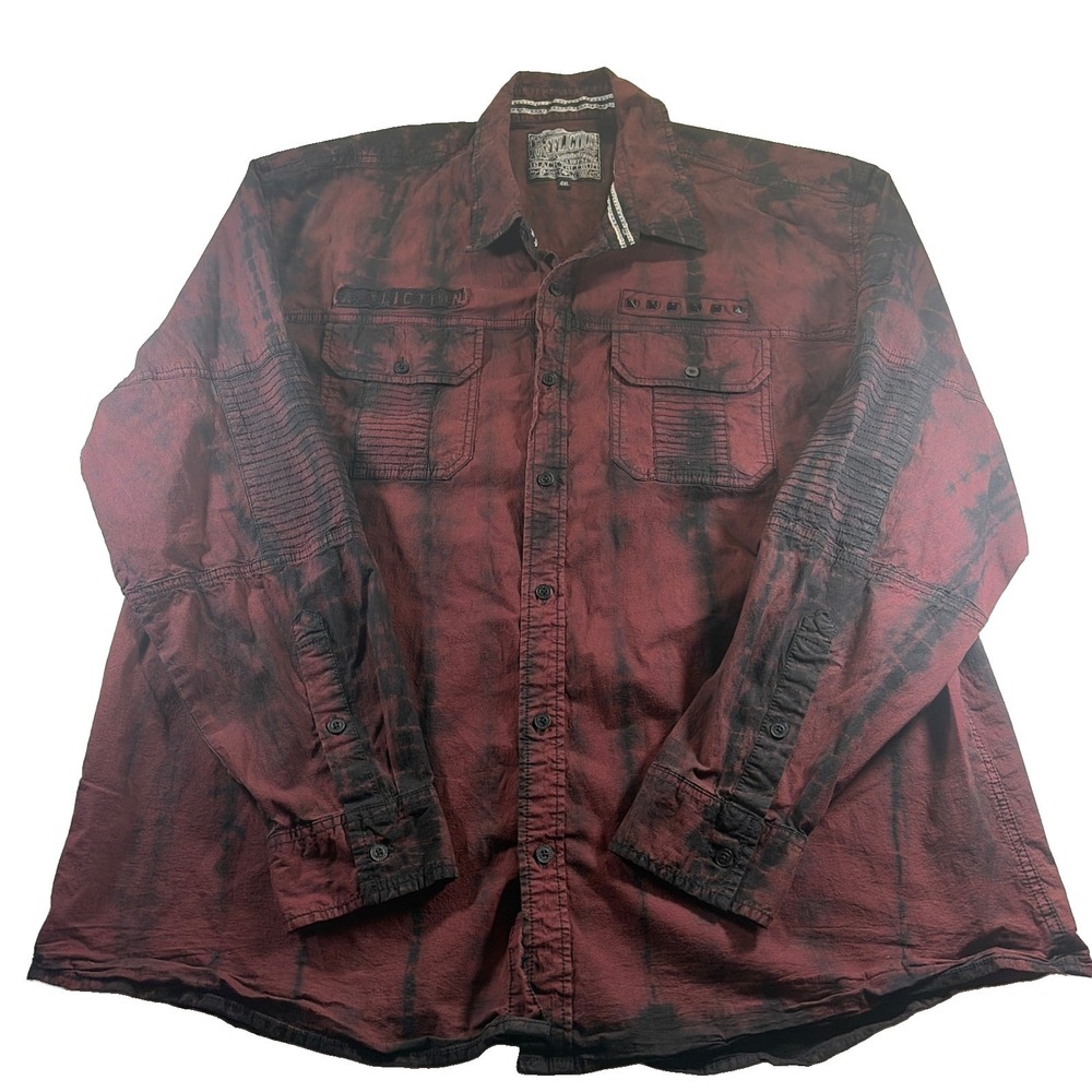 Affliction Shirt Men 4XL Burgundy Maroon Button Down Long Sleeve Grunge Rock